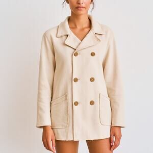 Frank & Eileen Belfast Pea Coat Pale Pink Relaxed Fit Size Small Quiet Luxury